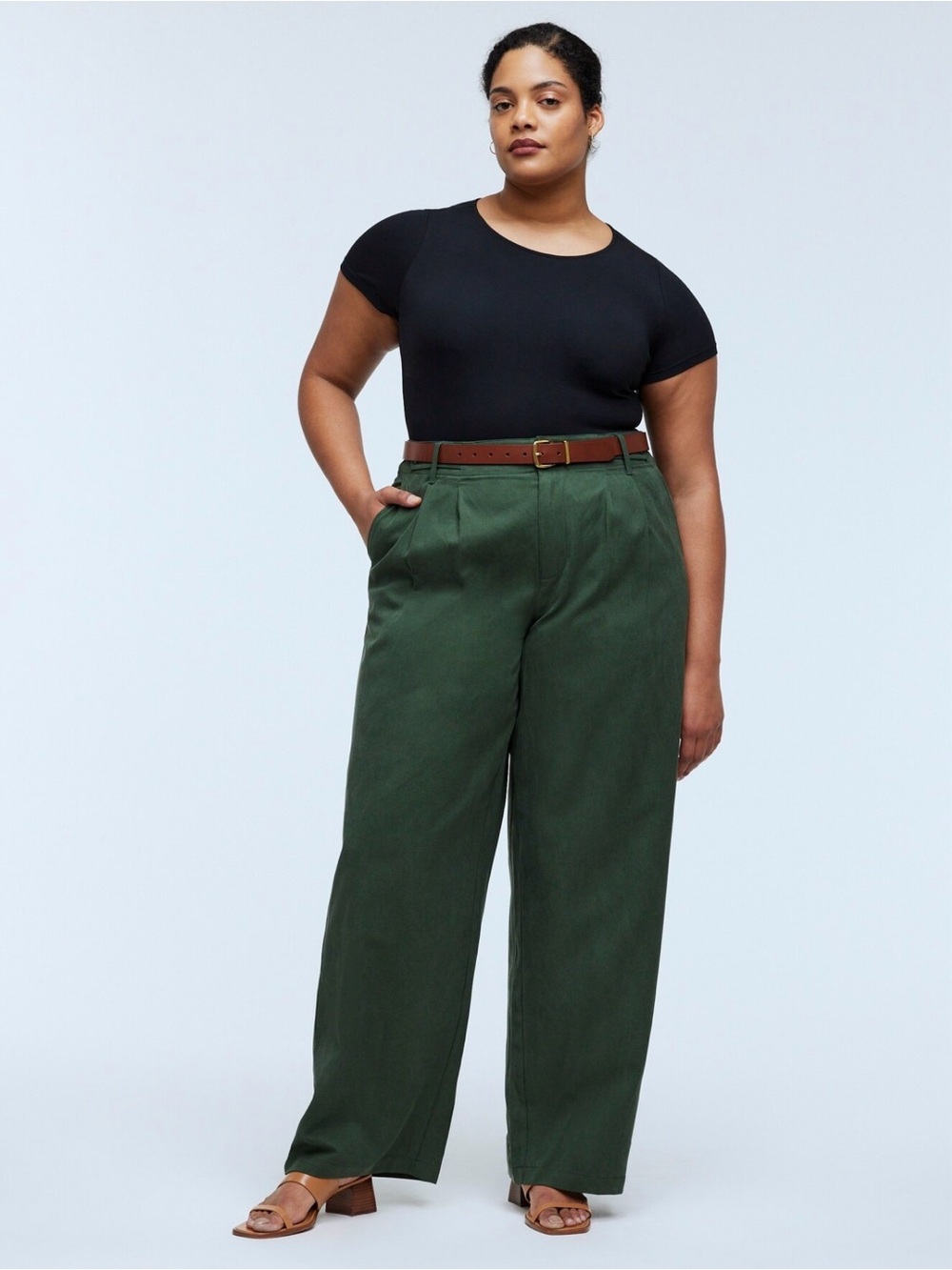 Madewell Harlow Wide Leg Pants in Forest Green
